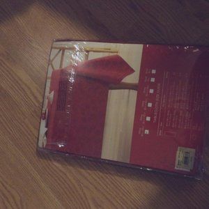 New St. Nicholas Square Christmas Red Tablecloth w/ Holly & Berries Woven in